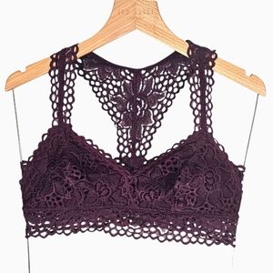 Aerie Lace Bralette Deep Purple Size Medium